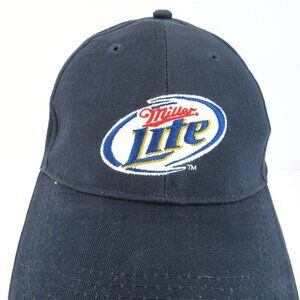 Miller Lite Embroidered Patch Logo Men's Blue Adjustable Strap Back Cap Hat